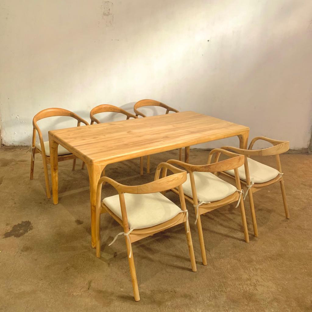 Set Meja Makan Raglan — furnitur jati custom Jati Wahid Furniture