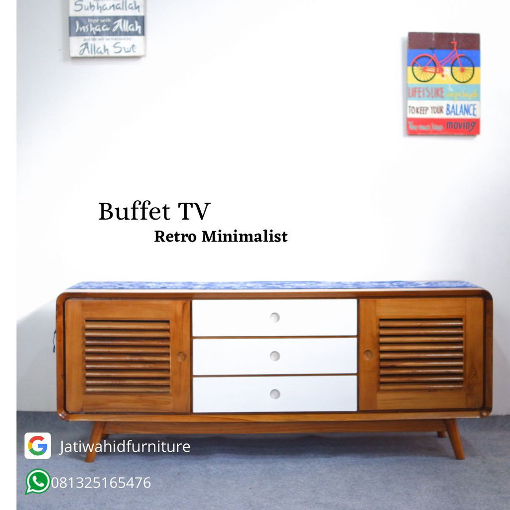 Bufet Jati Minimalis Ruang Tamu