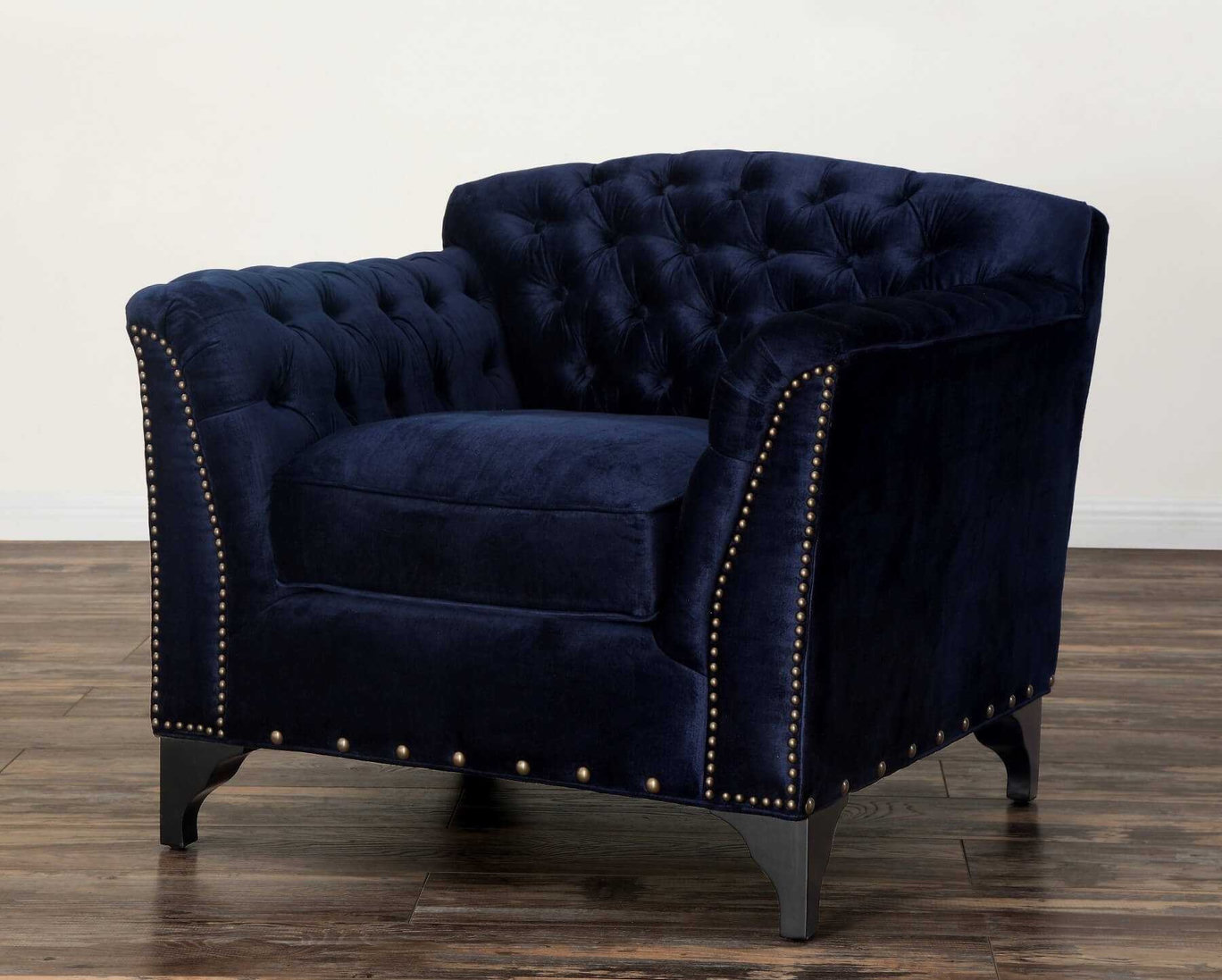 Kursi sofa warna Navy rangka kayu jati