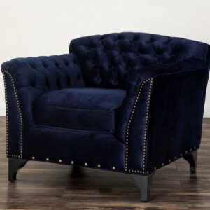 Kursi sofa warna Navy rangka kayu jati