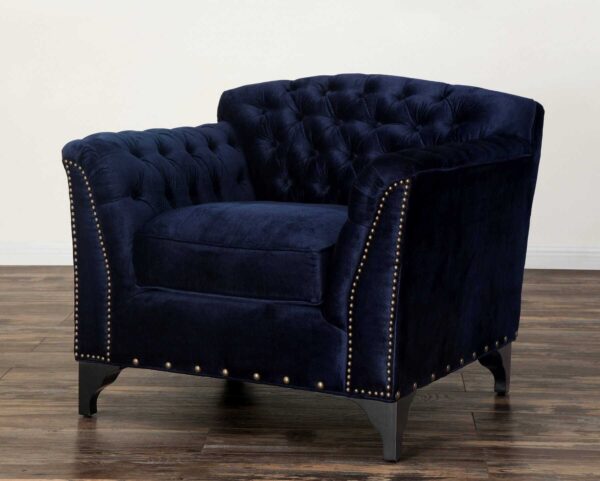 Kursi sofa warna Navy rangka kayu jati