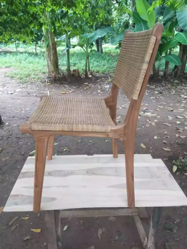 kursi makan jati kombinasi rotan