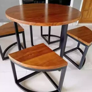 meja makan jati kombinasi besi