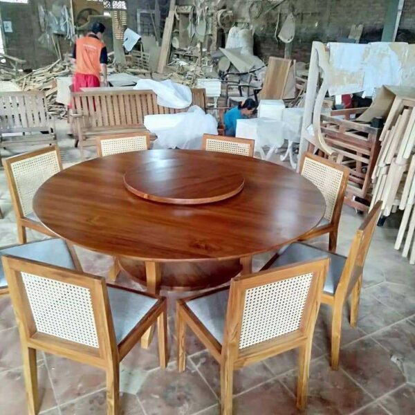 meja makan minimalis bulat, furniture jepara