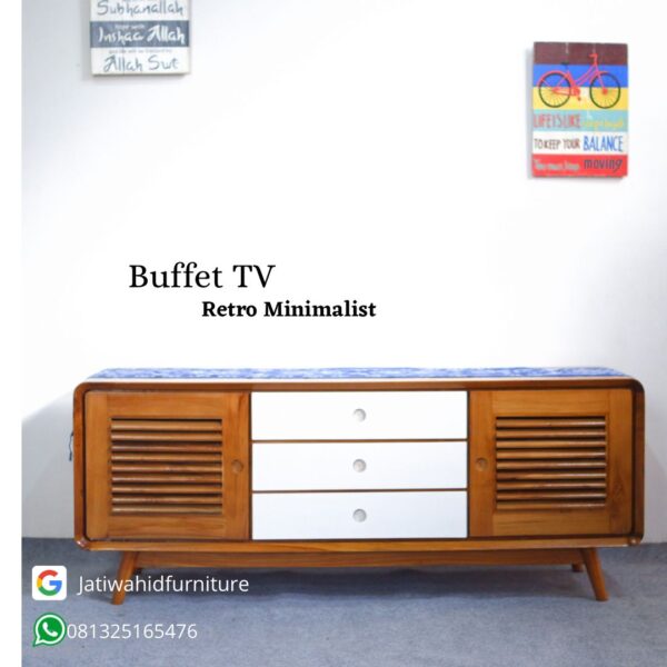 Bufet Jati Minimalis Ruang Tamu